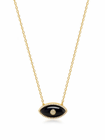 Nialaya Women's Necklace Women's Black Enamel Evil Eye Necklace WNECK_258